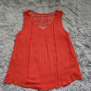 E&M Red Orange V-neck Tank